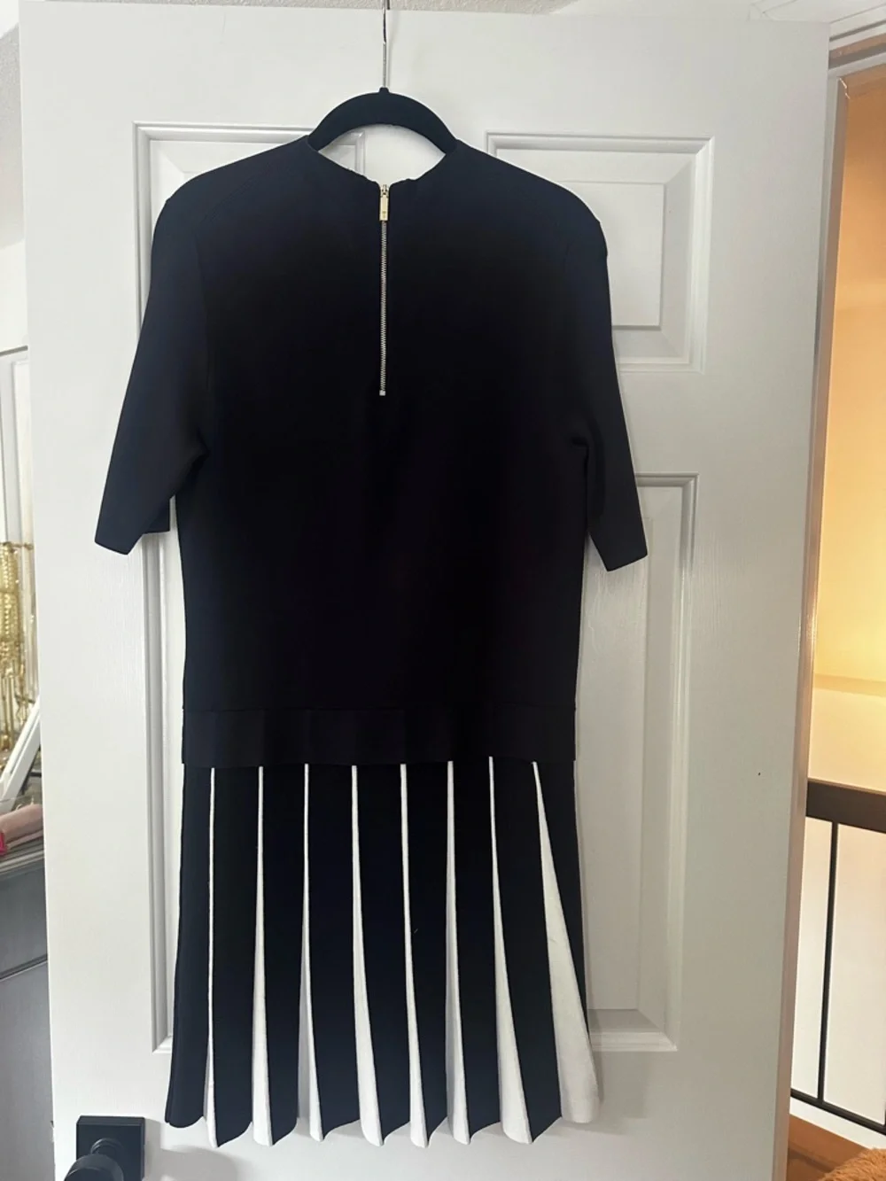 Ted Baker Navy and White Pleated Hem Dress - Picture 5 of 6